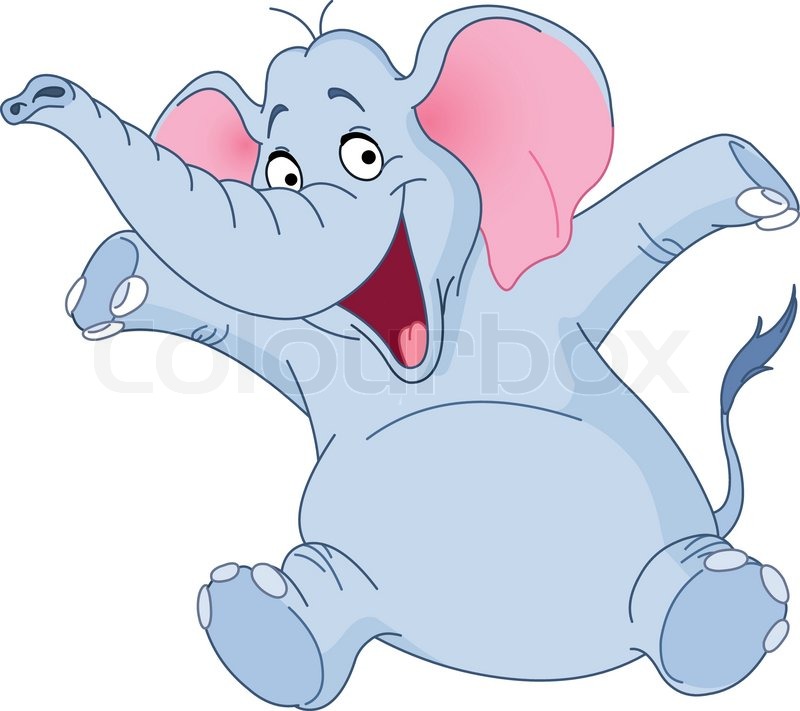 Cheerful elephant raising his hands Stock vector Colourbox