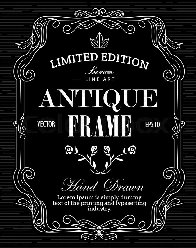 Antique Frame Hand Drawn Label Stock Vector Colourbox