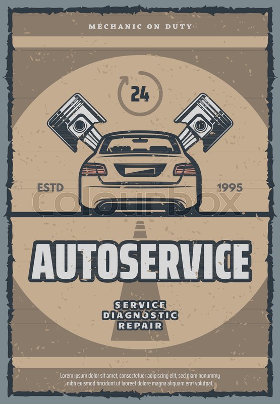 Automobile Repair Shop Vintage Poster Stock Vector Colourbox