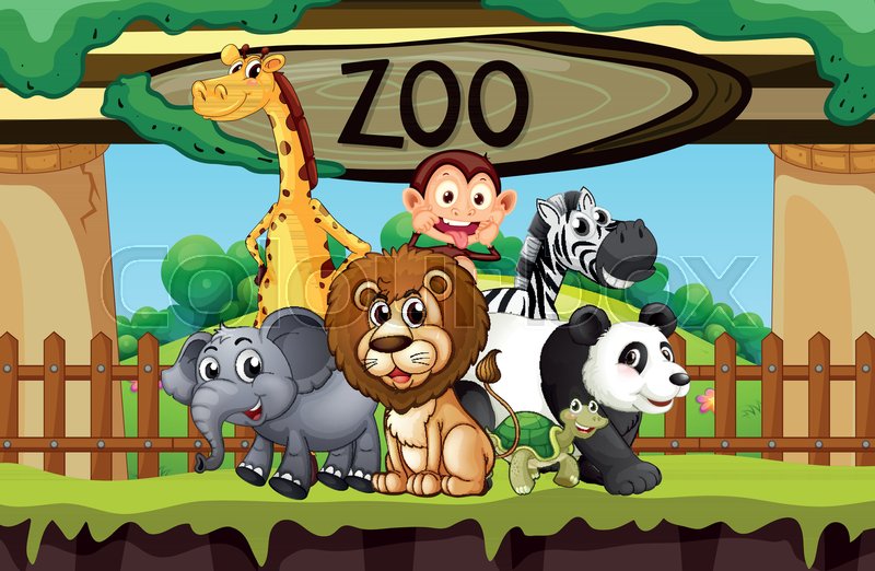 Wild animals at the zoo illustration Stock vector Colourbox