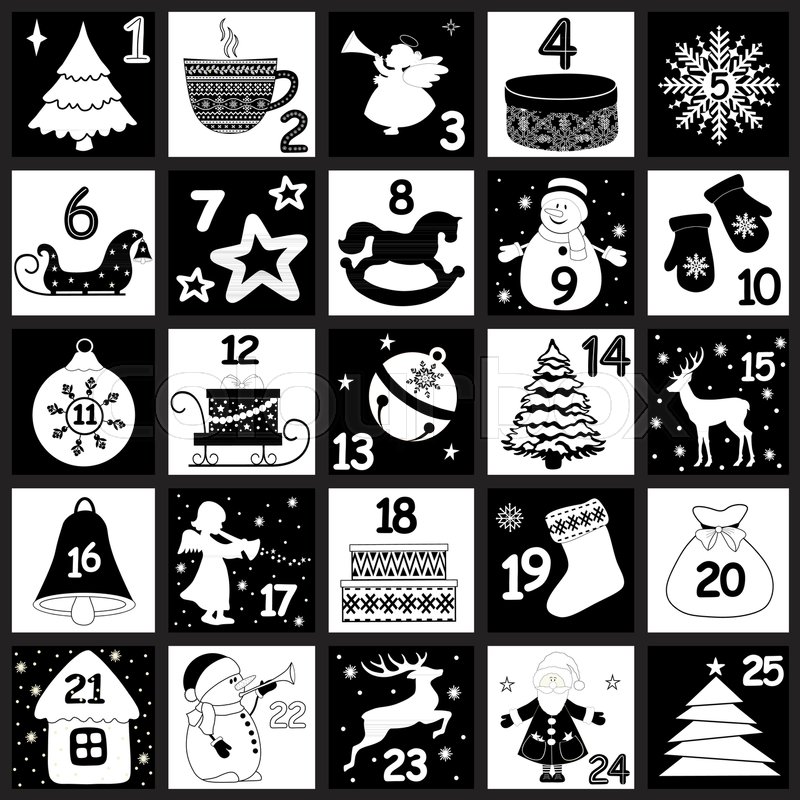 Christmas advent calendar with Christmas symbols. | Stock vector | Colourbox