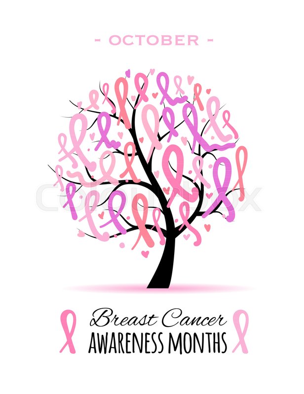 Tree With Pink Ribbons Breast Cancer Stock Vector Colourbox