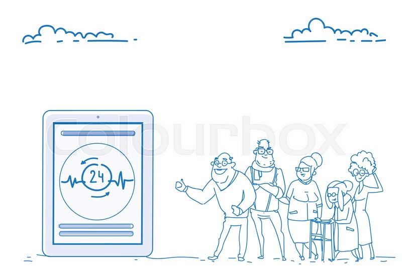 Group Senior People Mobile Application Stock Vector Colourbox