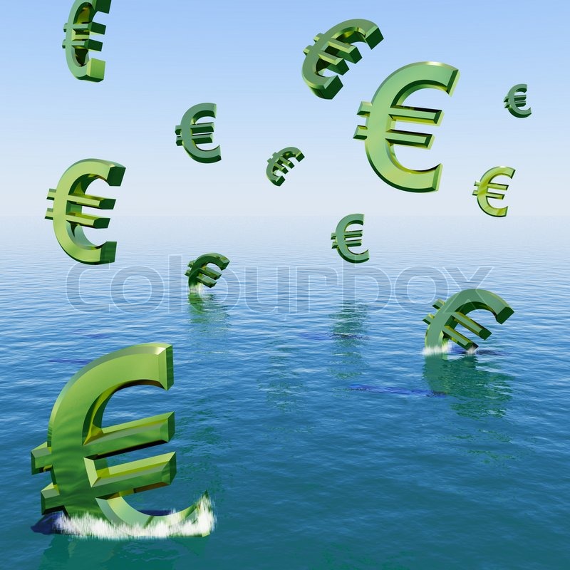 Euros Falling In The Sea Showing ... | Stock image | Colourbox