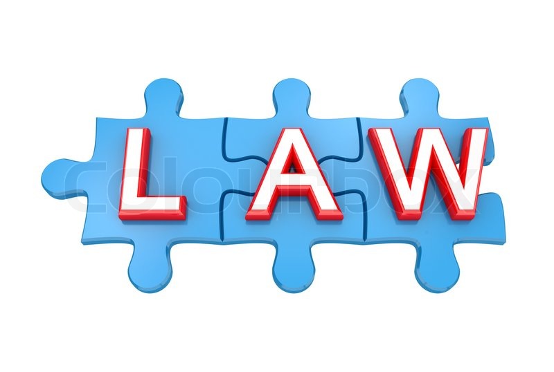 Blue puzzles with a word LAW Stock image Colourbox
