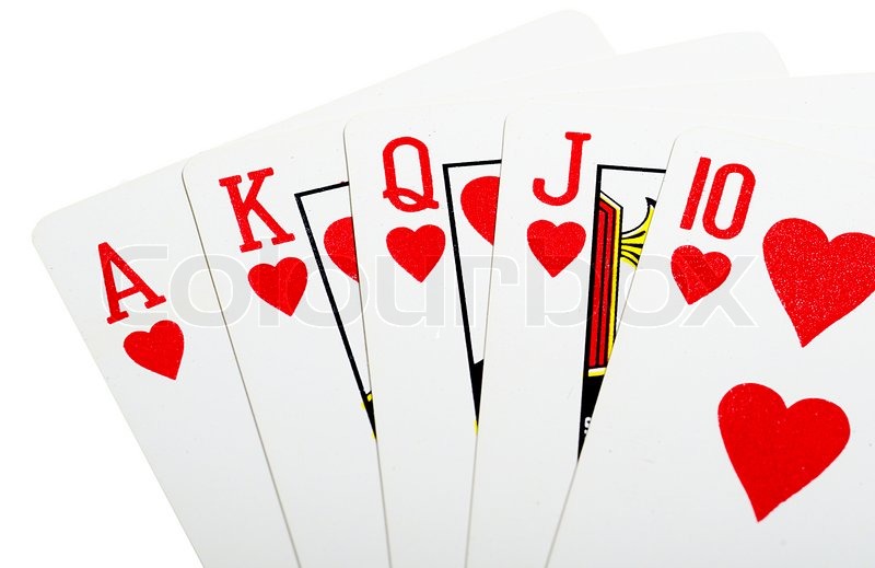 Royal Flush Hearts For Poker Closeup Stock Image Colourbox