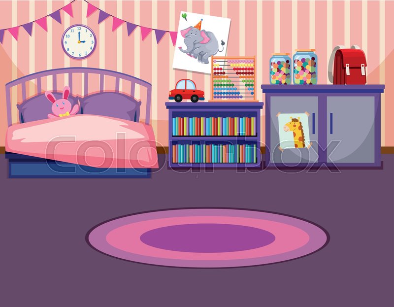 A girl bedroom template illustration | Stock vector | Colourbox