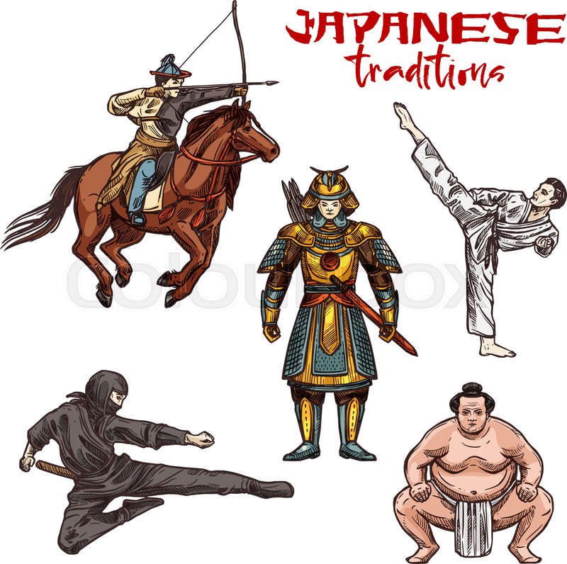 Japanese Martial Arts Of Samurai Stock Vector Colourbox