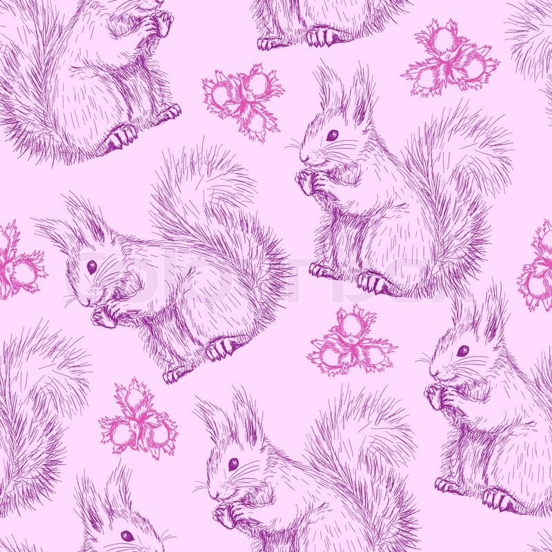 Seamless pattern with squirrels Stock vector Colourbox