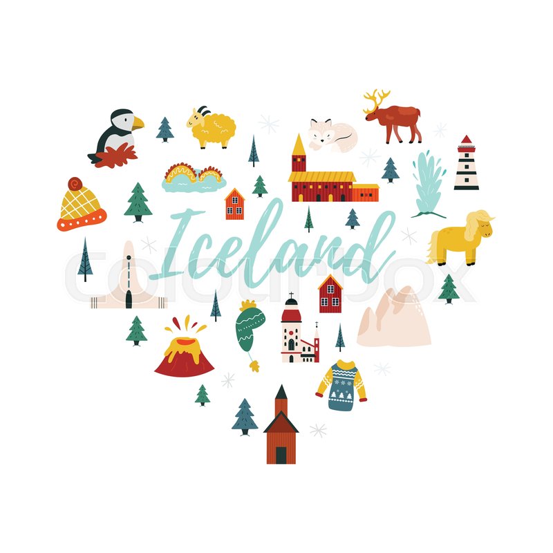 Iceland Cartoon Vector Banner Travel Stock Vector Colourbox
