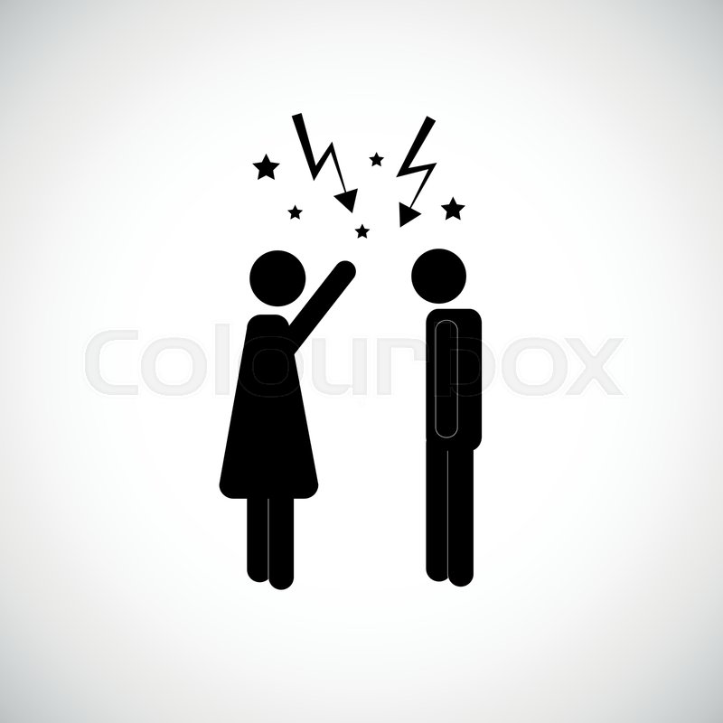 Sad man and angry woman arguing icon ... | Stock-Vektor | Colourbox