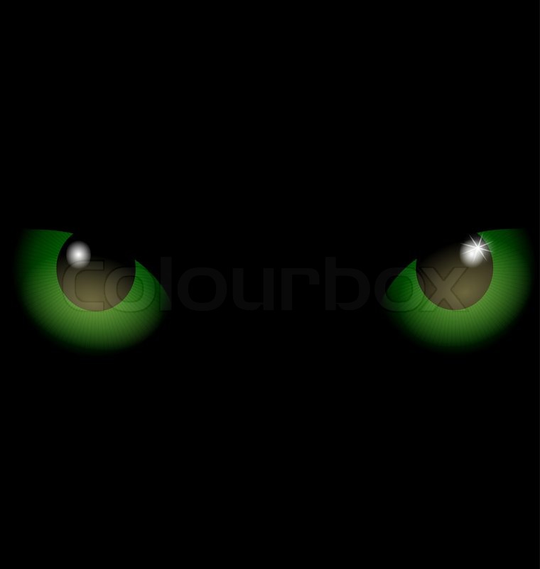 Green Eyes Black Background