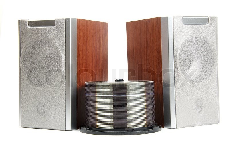 Zwei hölzerne Musik Lautsprecher | Stock Bild | Colourbox