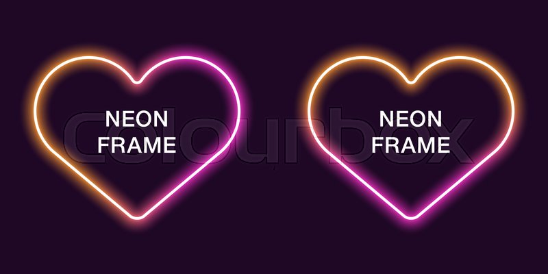 Neon Frame In Heart Shape Vector Stock Vector Colourbox