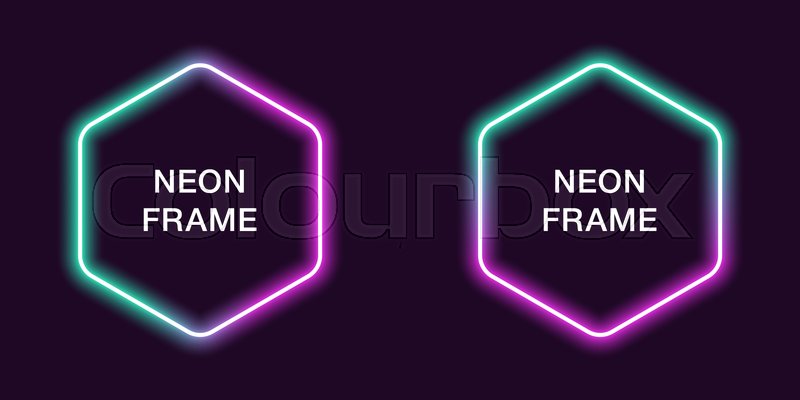 Neon Frame In Hexagonal Shape Vector Stock Vector Colourbox