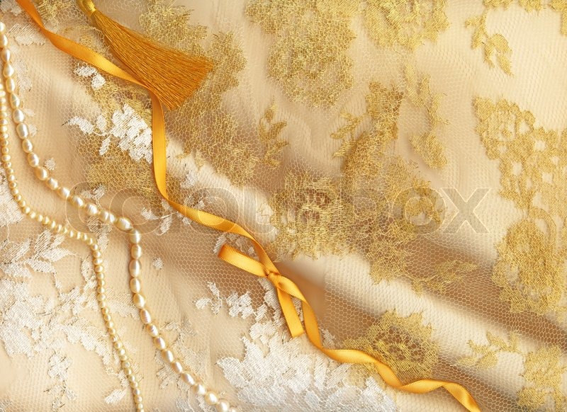 Wedding Background With Cream Silky Decoration Accessories Lace And Pearls Wedding Background With Cream Silky Decoration Accessories Lace And Pearls