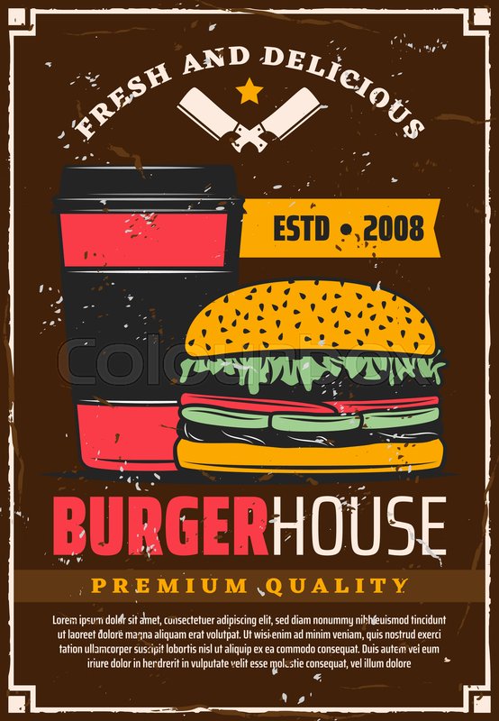 Burger House Vintage Poster Vector Stock Vector Colourbox