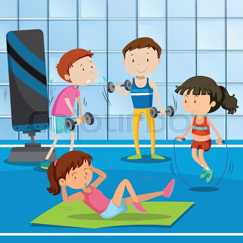 People Work Out At The Gym Stock Vector Colourbox People Work Out At The Gym Stock Vector Colourbox