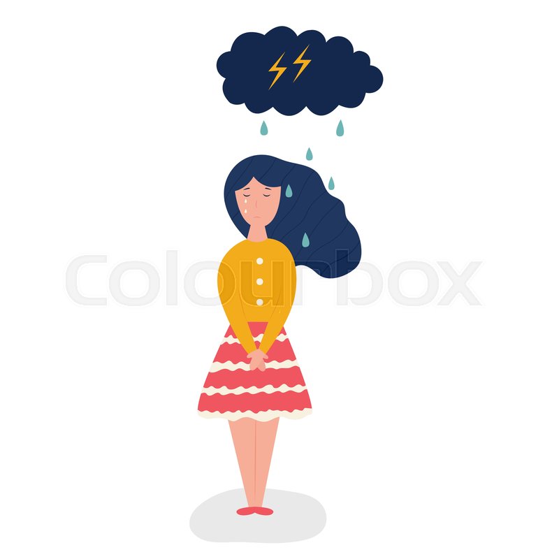 Sad and depressed girl and storm Stock vector Colourbox