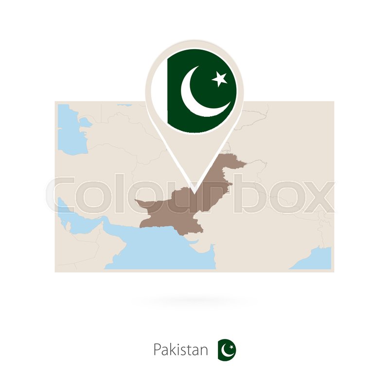 Rectangular map of Pakistan with pin Stock vector Colourbox