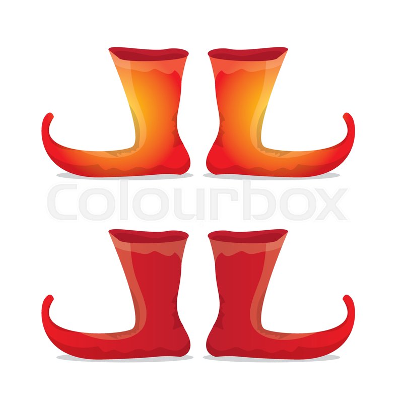 Vector red cartoon christmas elf shoes Stock vector Colourbox