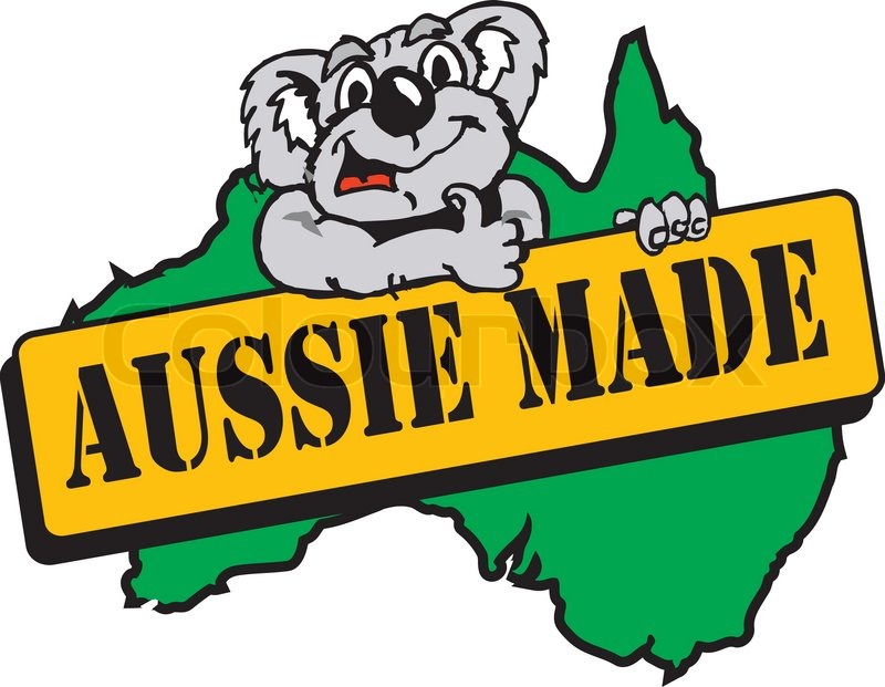 map of australia with koala holding aussie made sign stock vector colourbox