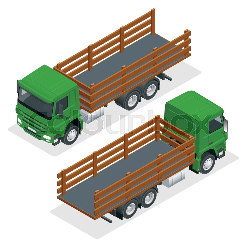 Isometric flatbed truck template ... | Stock vector | Colourbox