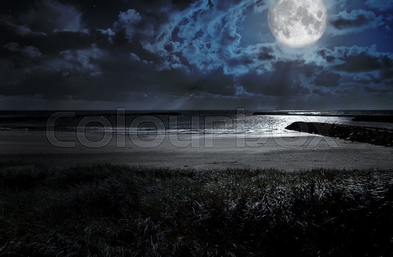 Moon Over The Ocean Stock Image Colourbox