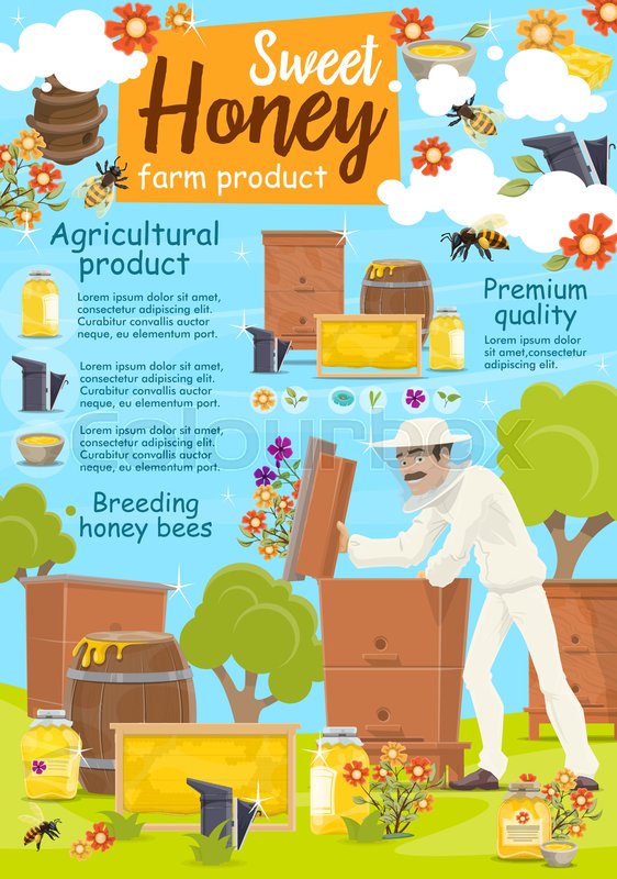 Beekeeping poster for apiary and ... | Stock vector | Colourbox