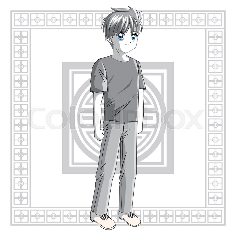Boy Frame Anime Male Manga Cartoon Stock Vector Colourbox