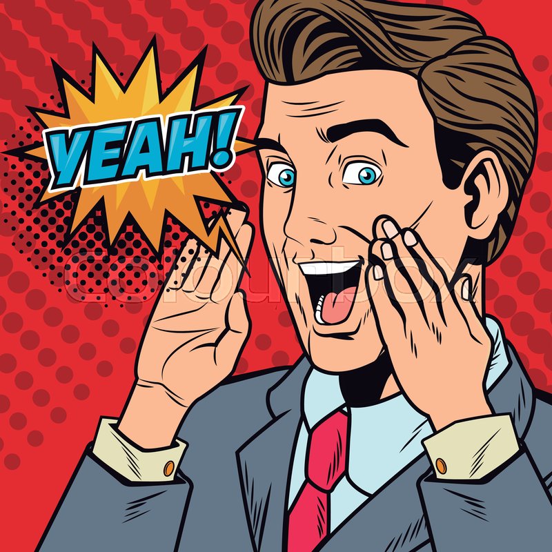 Businessman Saying Yeah Pop Art Stock Vector Colourbox