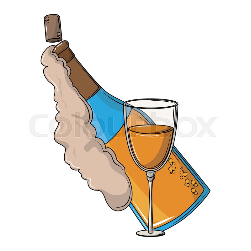 Champagne Bottle And Cup Cartoon Stock Vector Colourbox