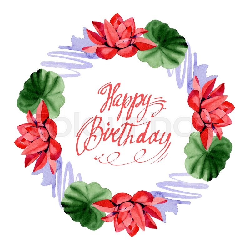 Red Lotus Happy Birthday Handwriting Stock Image Colourbox red lotus happy birthday handwriting