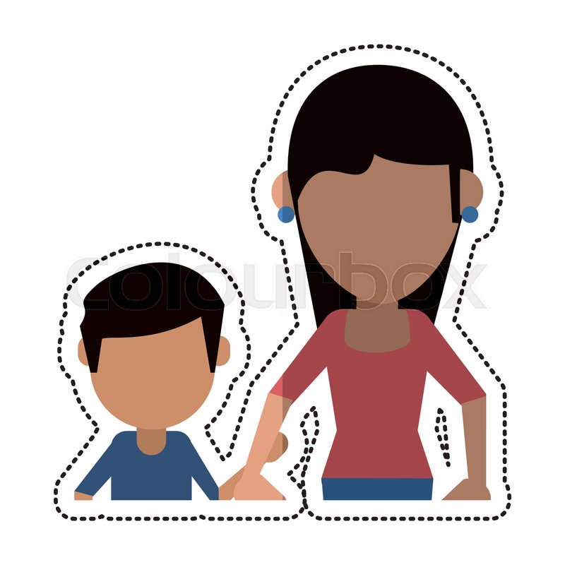 Cartoon Mom And Son Holding Hands Stock Vector Colourbox
