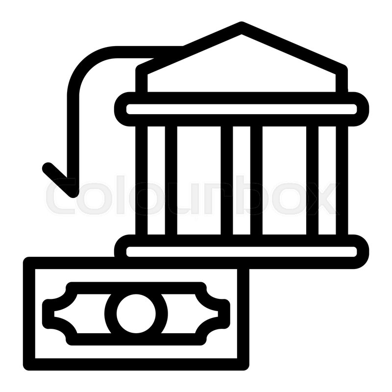 Bank Building And Dollar Line Icon Stock Vector Colourbox