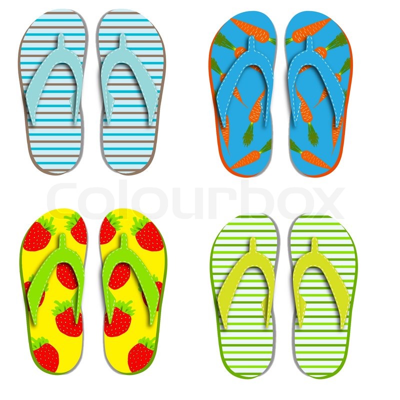 Set flip flops isolated on white ... | Stock vector | Colourbox