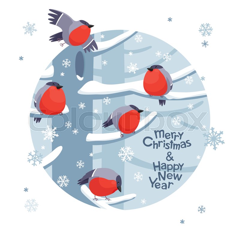 Funny Red Bullfinches Vector Stock Vector Colourbox