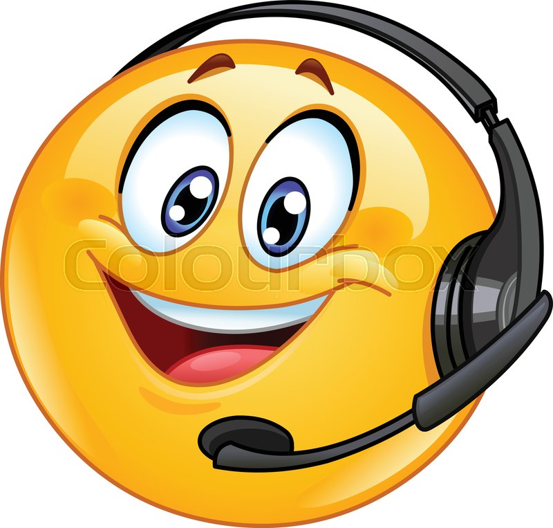 Costumer support emoticon with headset Stock vector Colourbox