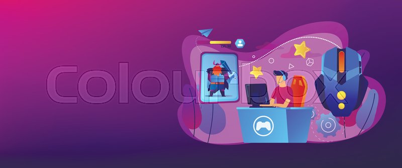 Gamer Plays Role Playing Game Online Stock Vector Colourbox