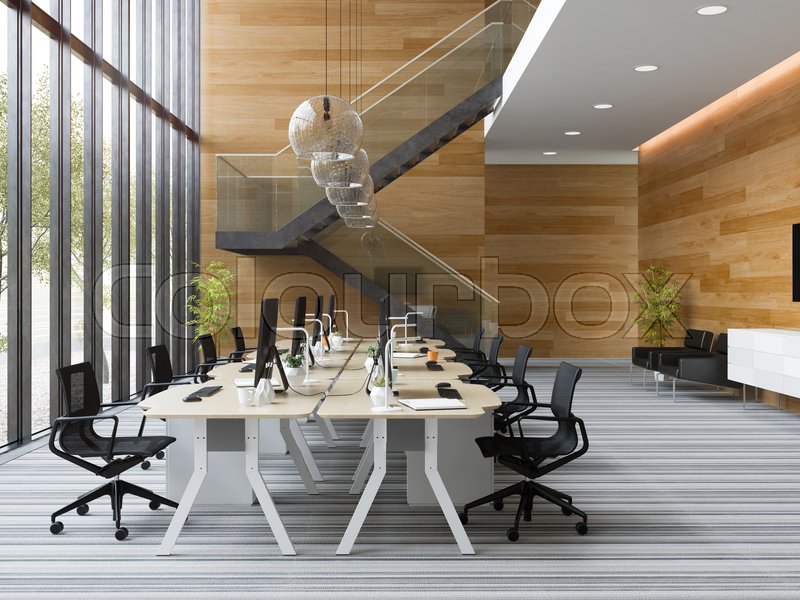 Interior Modern Open Space Office 3 D Stock Image Colourbox