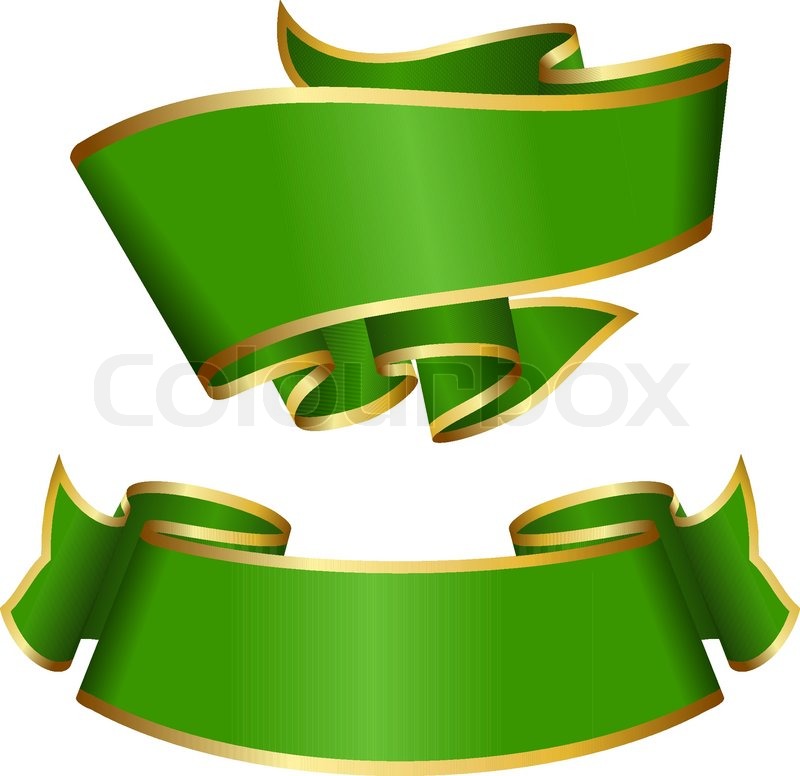 Green ribbon collection | Stock vector | Colourbox
