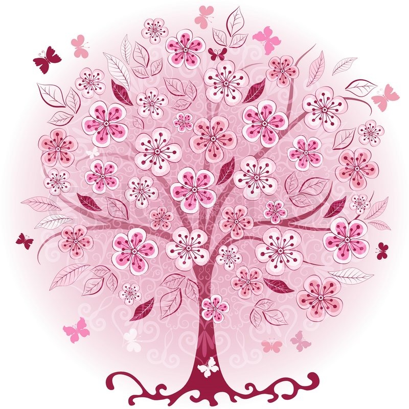 Pink decorative spring tree | Stock vector | Colourbox