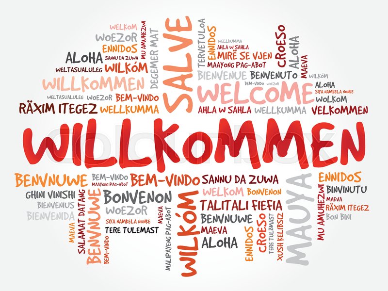 Willkommen Welcome In German Word Stock Vector Colourbox