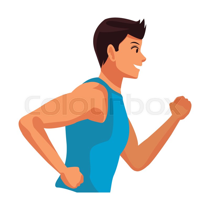 Man Running Profile Sideview Cartoon Stock Vector Colourbox