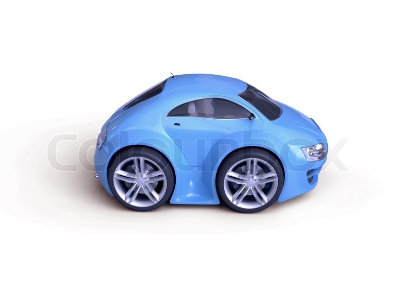 Baby Coupe Side View Little Blue Tiny Isolated Concept Car