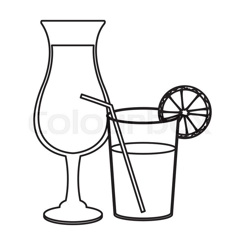 Cocktail With Orange Juice Drawing In Stock Vector Colourbox