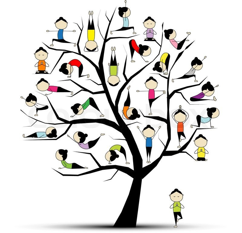 Yoga practice, tree concept for your design Stock Vector Colourbox
