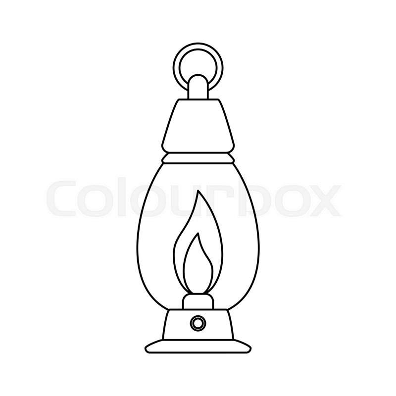 Oil lamp camping outdoors icon image Stock vector Colourbox