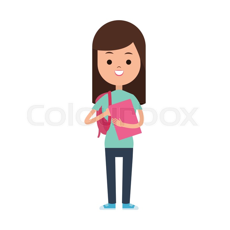 Student Carrying Bag Happy Female Stock Vector Colourbox