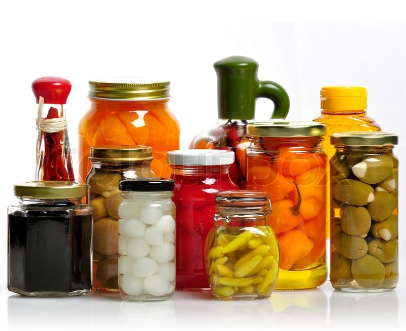 food in glass jars
